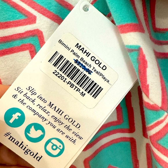 NWT Mahi gold size medium Midi dress with 3/4 sleeves. DISCONTINUED PATTERN. - Picture 3 of 4